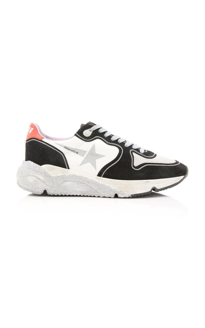 Golden Goose Running Sole Glittered Leather And Neoprene Sneakers
