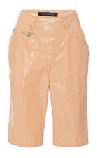 Sally Lapointe Asymmetric Lacquered Jean Shorts