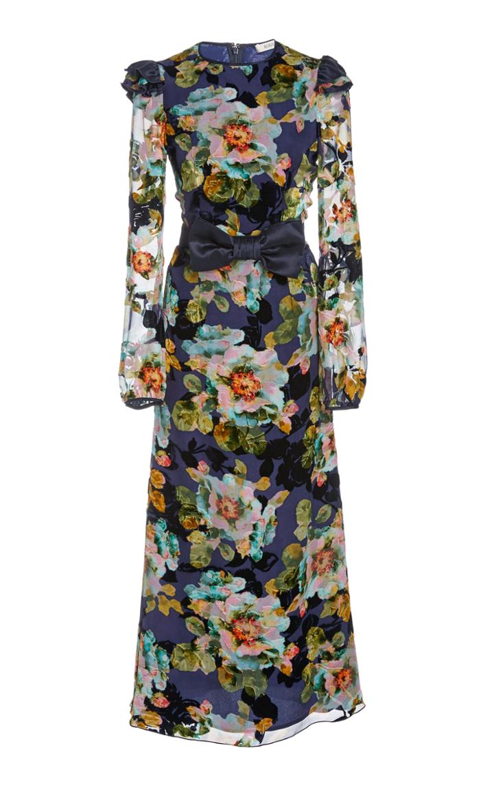Rodarte Bow-embellished Floral-print Silk-blend Midi Dress