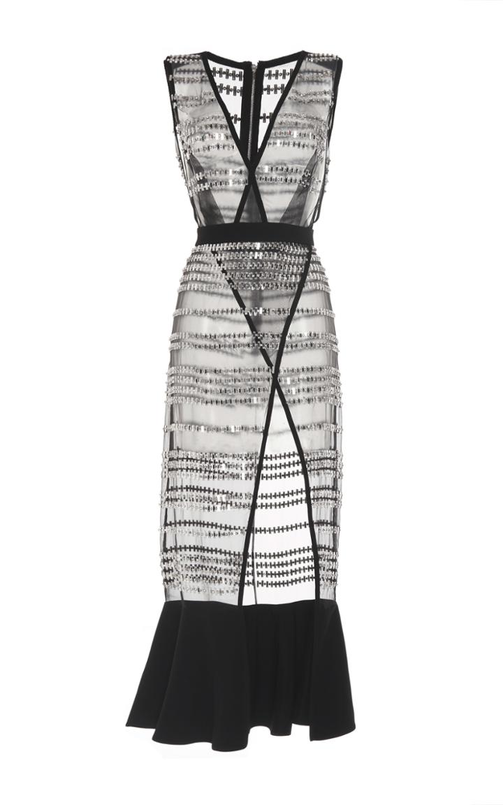 David Koma Embellished Organza Midi Dress