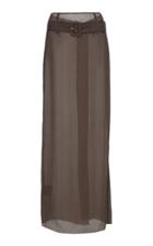 Prada Belted Silk-chiffon Maxi Skirt