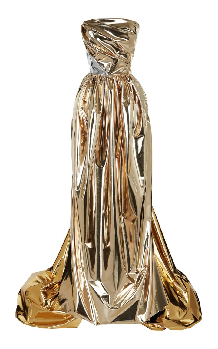 Maticevski Liquefy Strapless Lame Gown