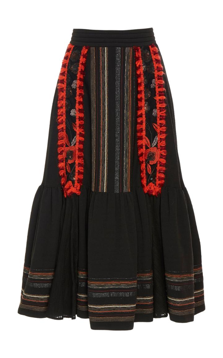 Costarellos Jacquard Fringe Skirt
