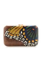 Silvia Furmanovich Marquetry Brown Butterfly Clutch