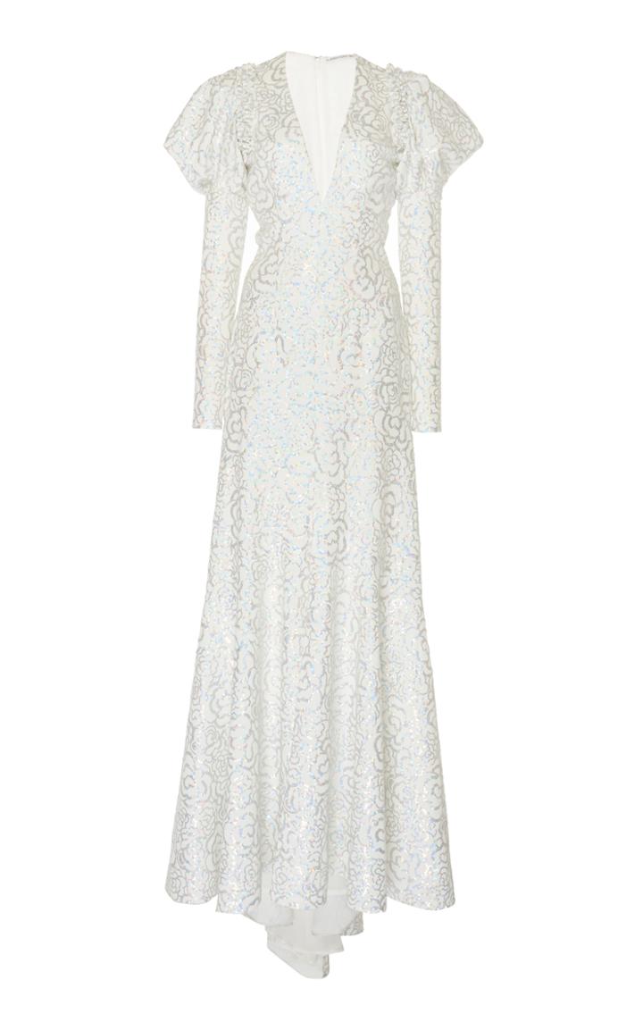 Alessandra Rich Long Sleeve Sequin Gown