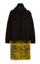 Sally Lapointe Ribbed Cardigan With Detachable Fox Scarf