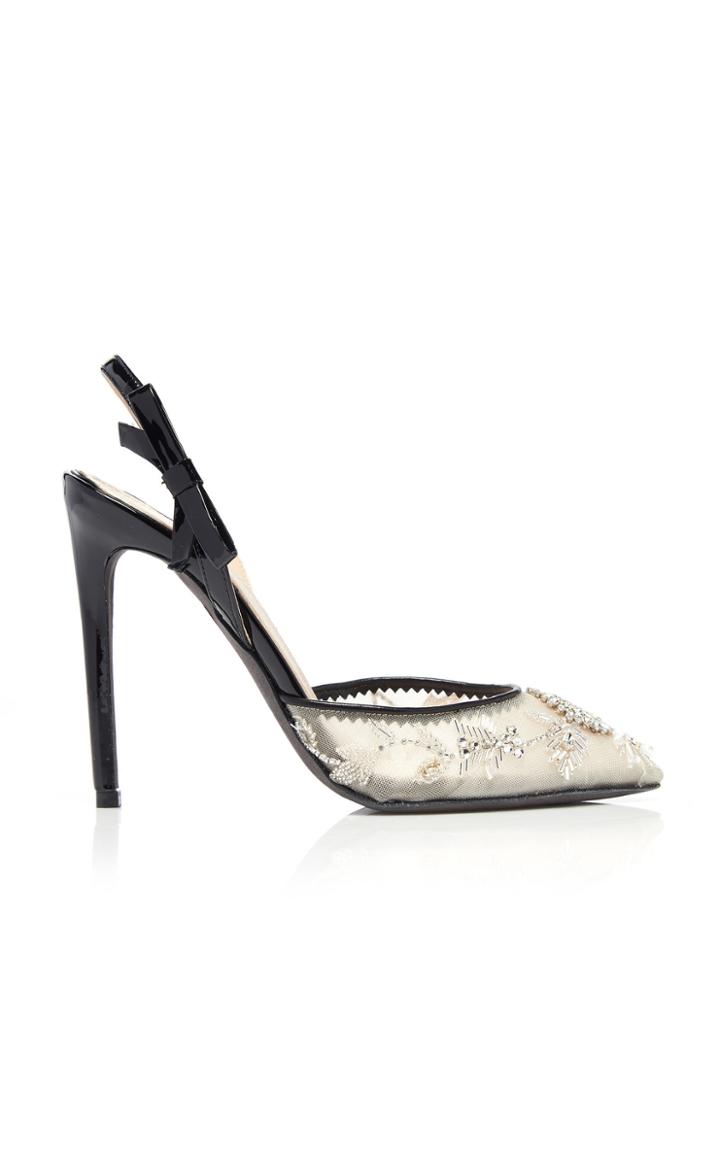 Giambattista Valli Crystal-embellished Patent-leather Slingback Stiiletto Sandals