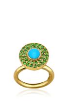 Elena Votsi Cyclos Ring With Turquoise And Tsavorite