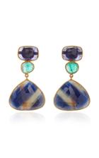 Bahina 18k Gold Sapphire And Emerald Earrings