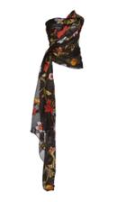 Oscar De La Renta Floral-patterned Strapless Cady Blouse
