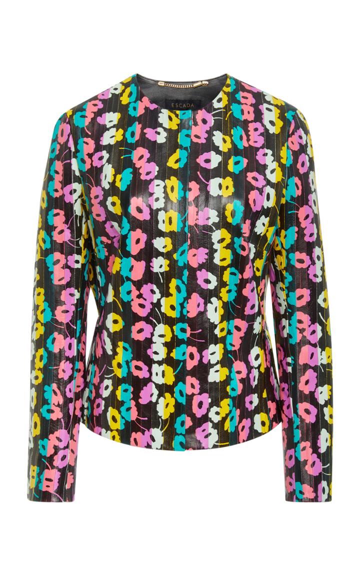 Escada Lasa Floral Leather Jacket
