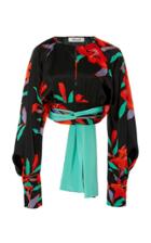 Diane Von Furstenberg Deep V Open Cropped Blouse