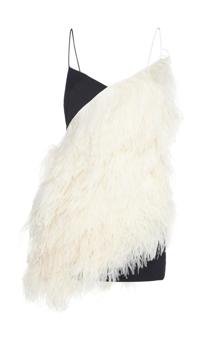 David Koma Feather Two-toned Mini Dress