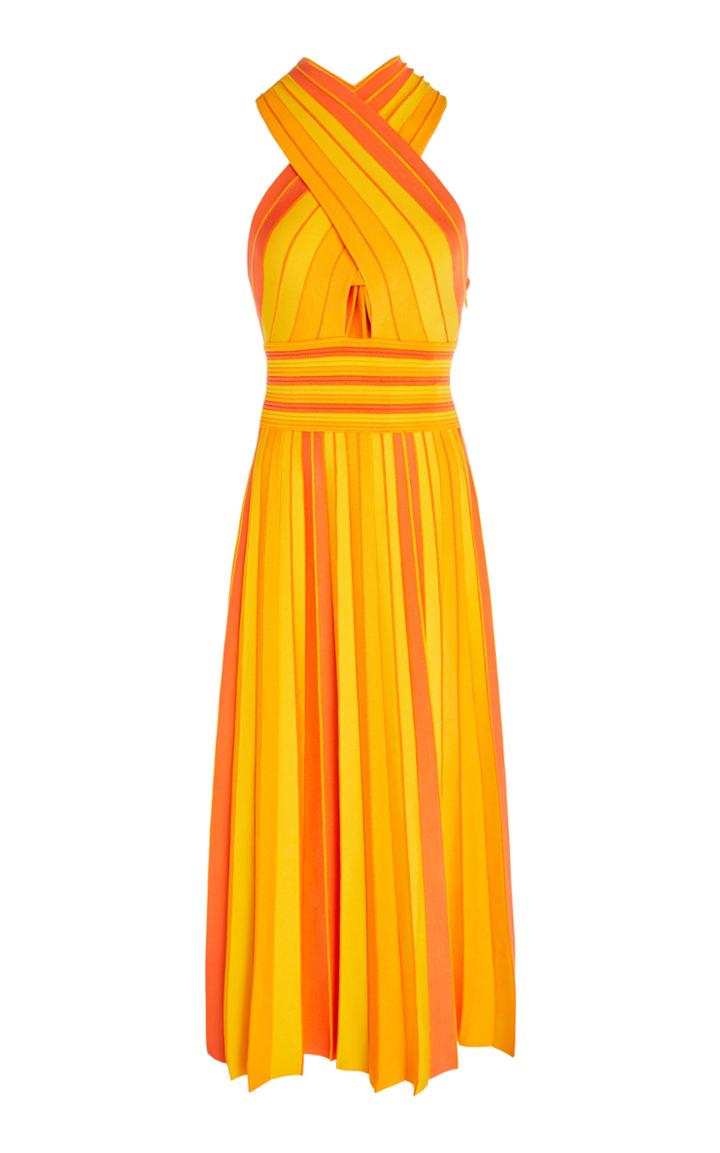 Carolina Herrera Stretch Knit Halterneck Midi Dress