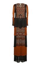 Alberta Ferretti Tulle Embellished Fringe Gown