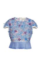 Rahul Mishra Hydrangea Pleated Cotton Blend Crop Top