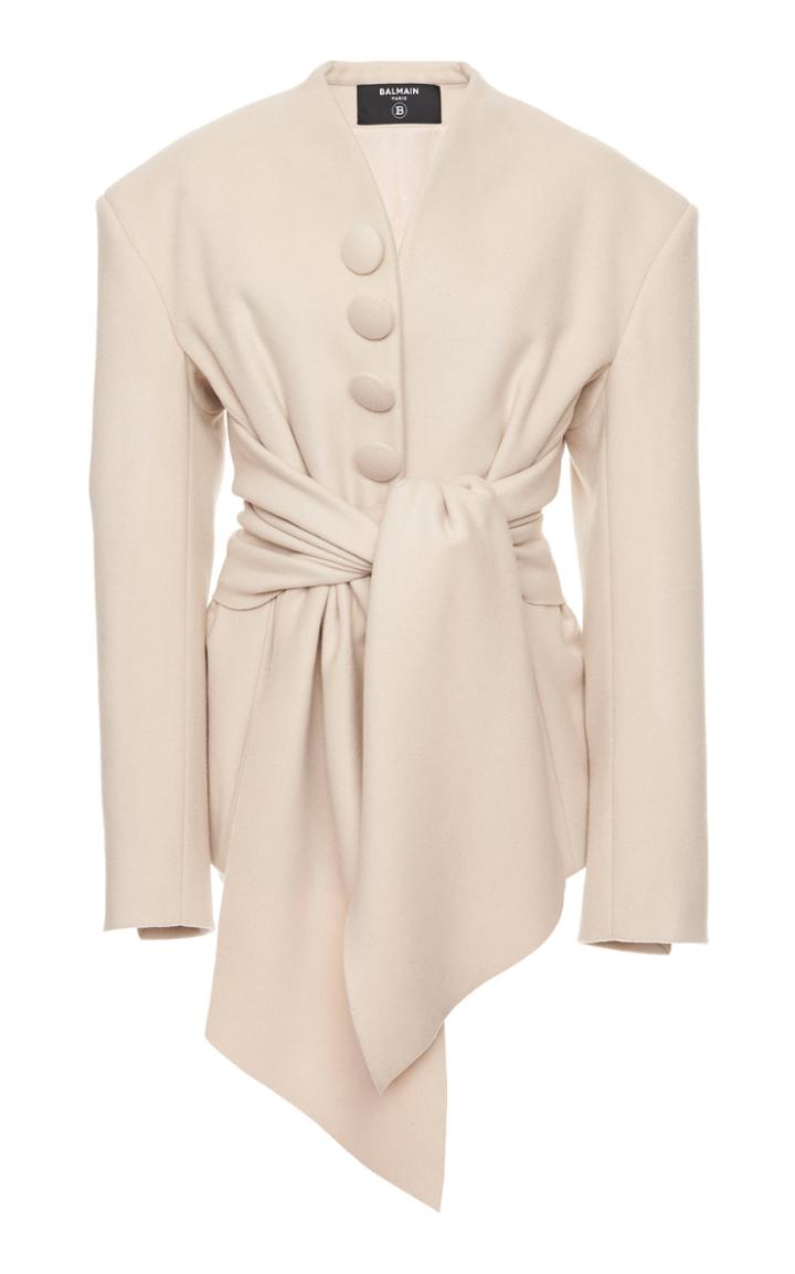 Moda Operandi Balmain Wrap-effect Crepe Blazer