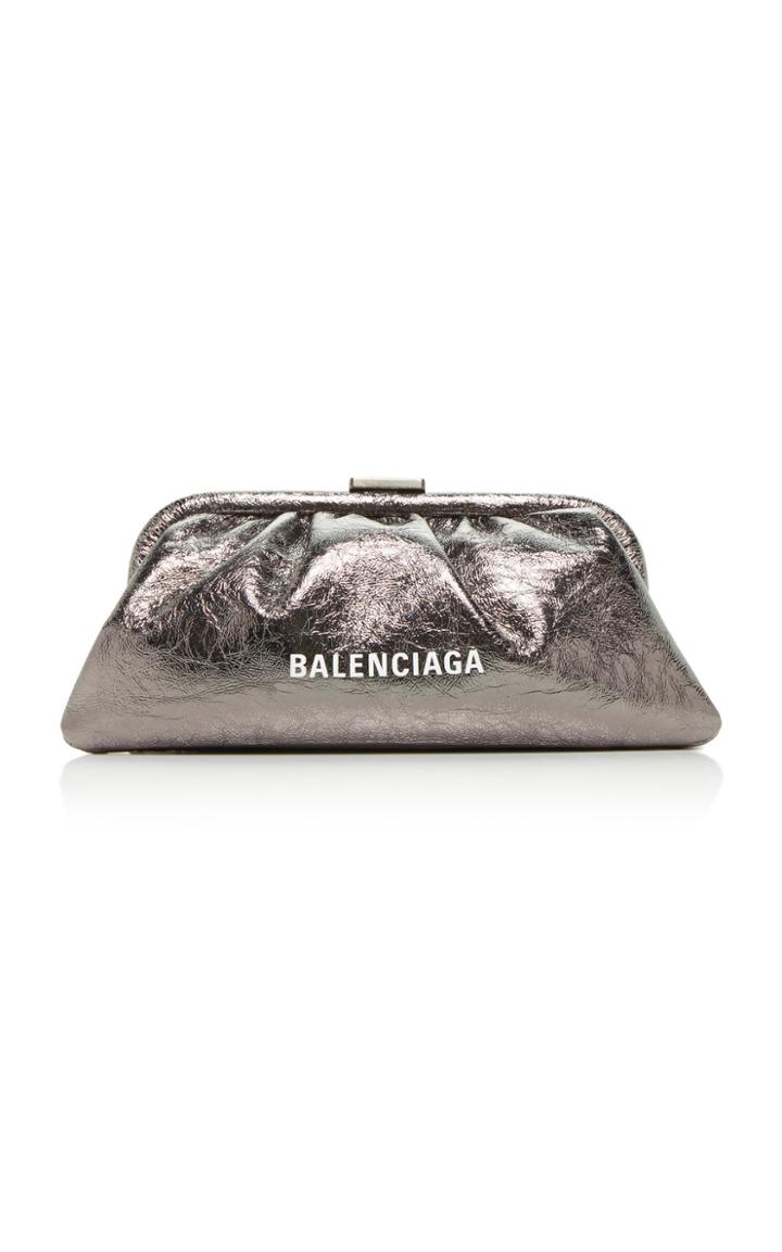 Balenciaga Cloud Xs Printed Metallic Leather Clutch