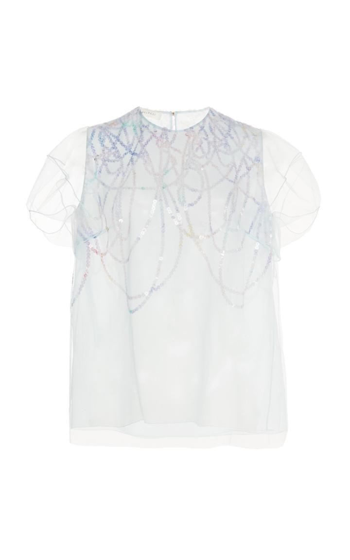 Delpozo Sequin-embroidered Tulle Top