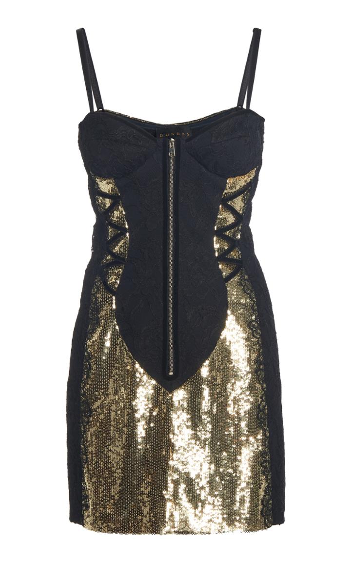 Moda Operandi Dundas Lace-paneled Sequined Mini Dress