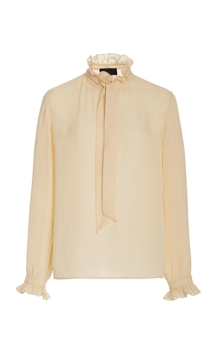 Moda Operandi Nili Lotan Esther Ruffled Silk Tie-neck Top