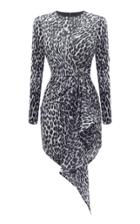 Rasario Draped Leopard Print Chiffon Mini Dress