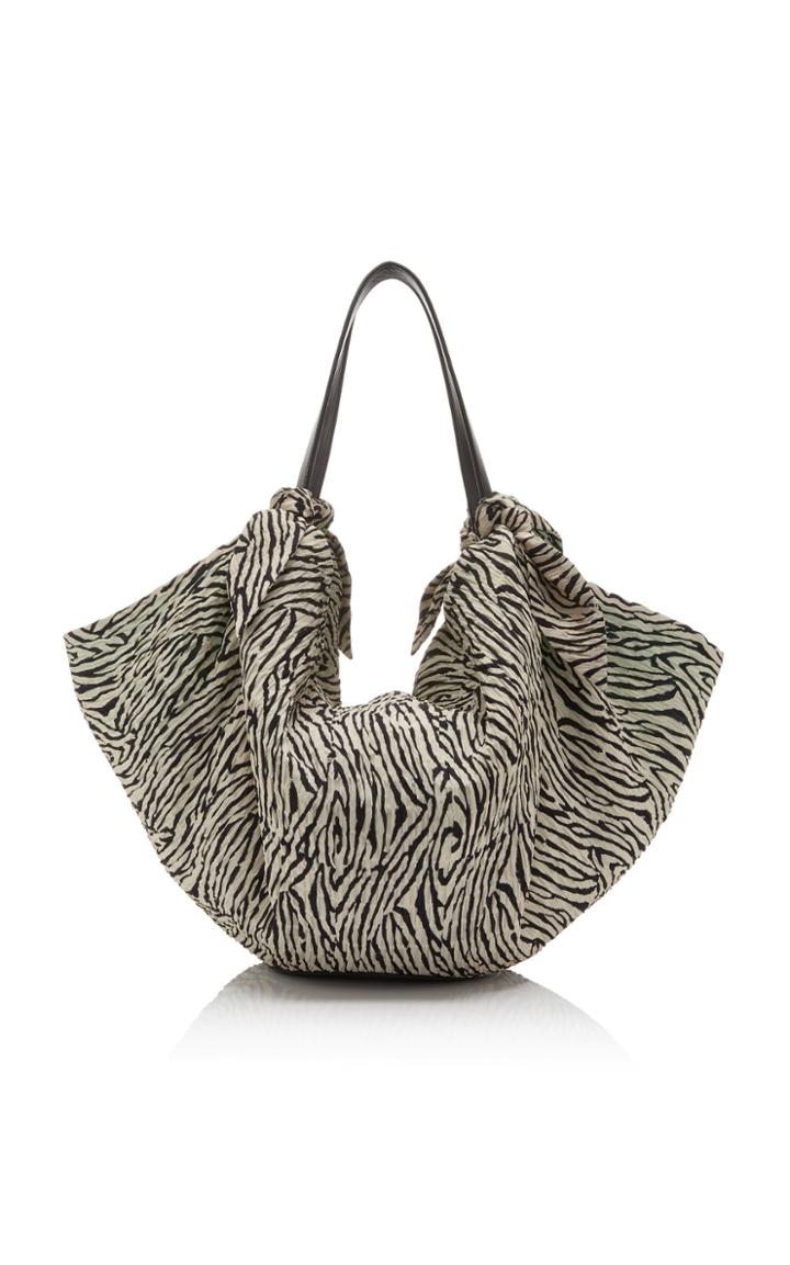Nanushka Inda Zebra Print Knit Bag