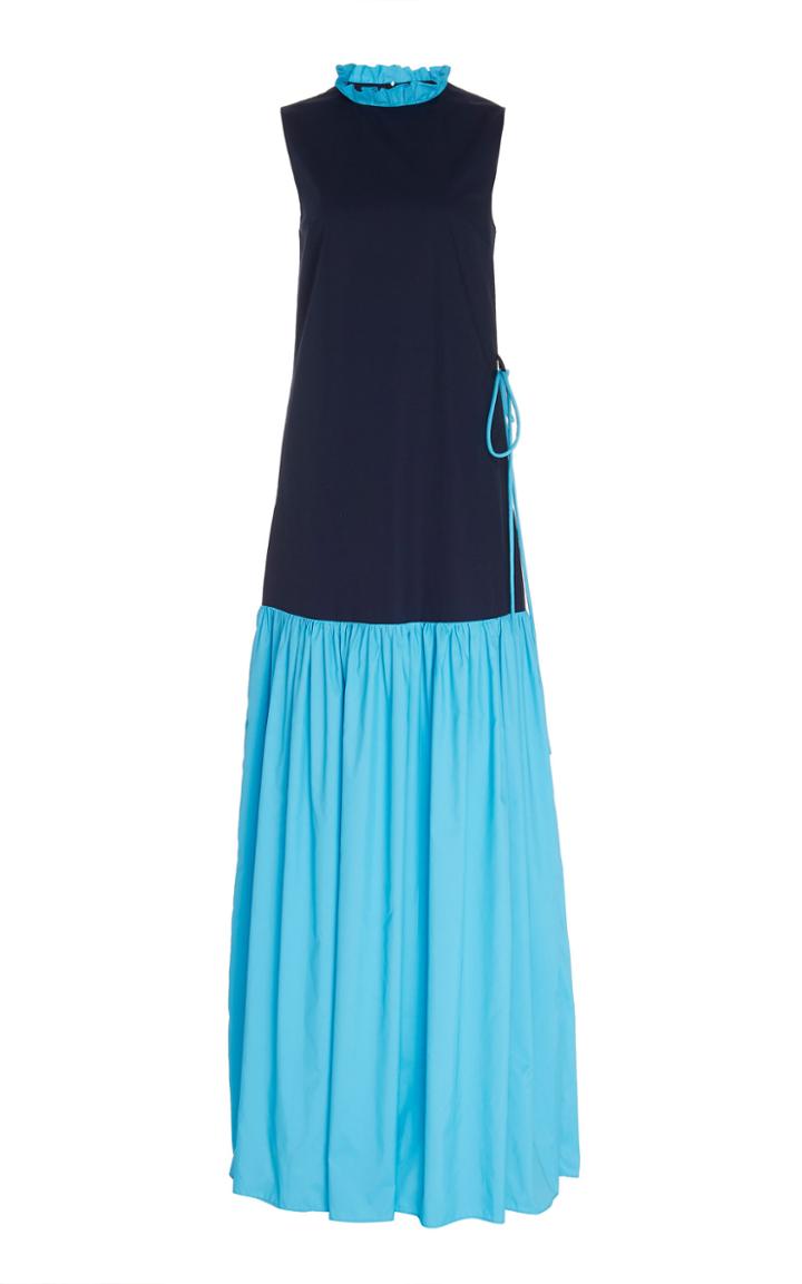 Moda Operandi Staud Zo Two-tone Cotton-broadcloth Maxi Dress Size: 00