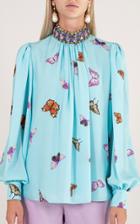 Moda Operandi Andrew Gn Embellished Floral Print Silk Top