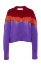 Prabal Gurung Cropped Cashmere Tie-dye Crewneck Sweater