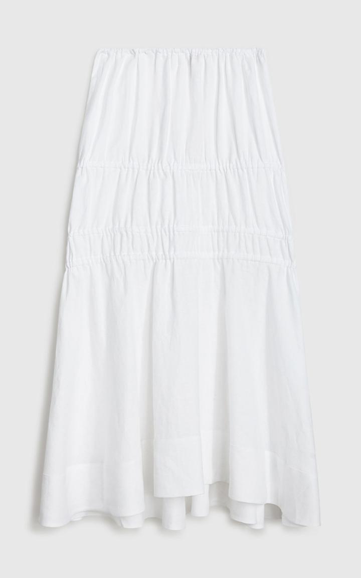 Moda Operandi Brock Collection Susanna Ruched Linen Midi Skirt