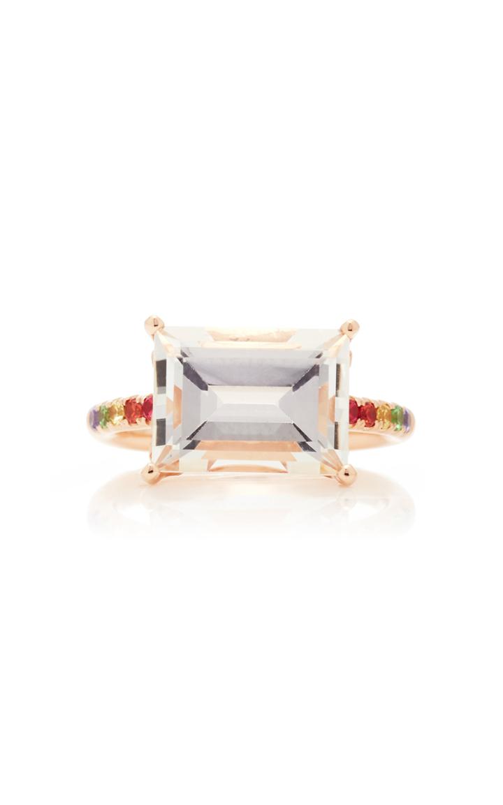 Moda Operandi Jane Taylor Cirque Baguette Solitaire Pav Band Ring With White Topaz