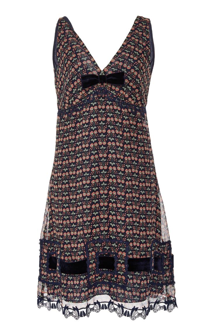 Anna Sui Blooms Crinkle Chiffon Dress