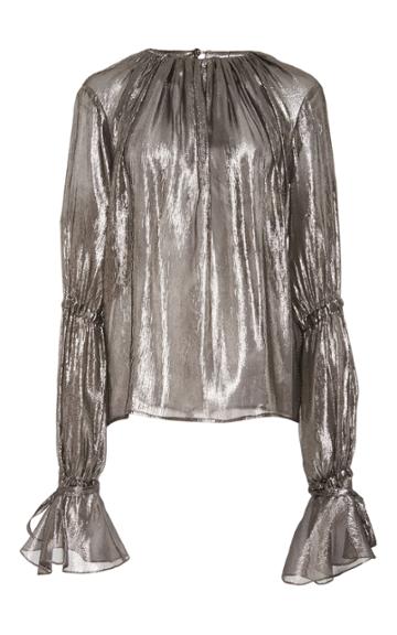 Hensely Metallic Shirred Top