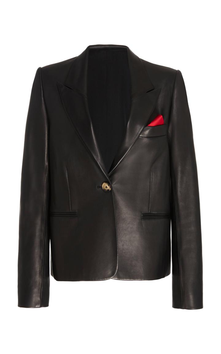 Moda Operandi Khaite Brita Single-breasted Leather Jacket Size: 0