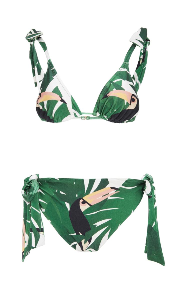 Adriana Degreas Geometric Foliage Vintage Bikini With Ties