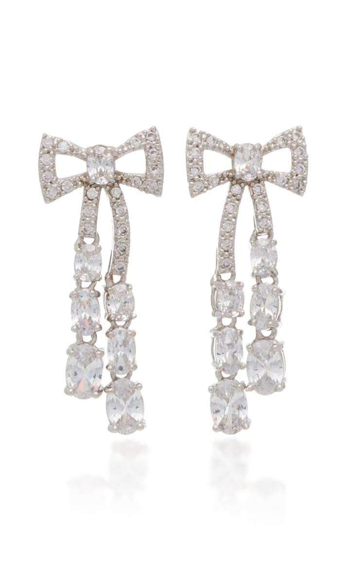 Fallon Silver-tone Crystal Bow Earrings