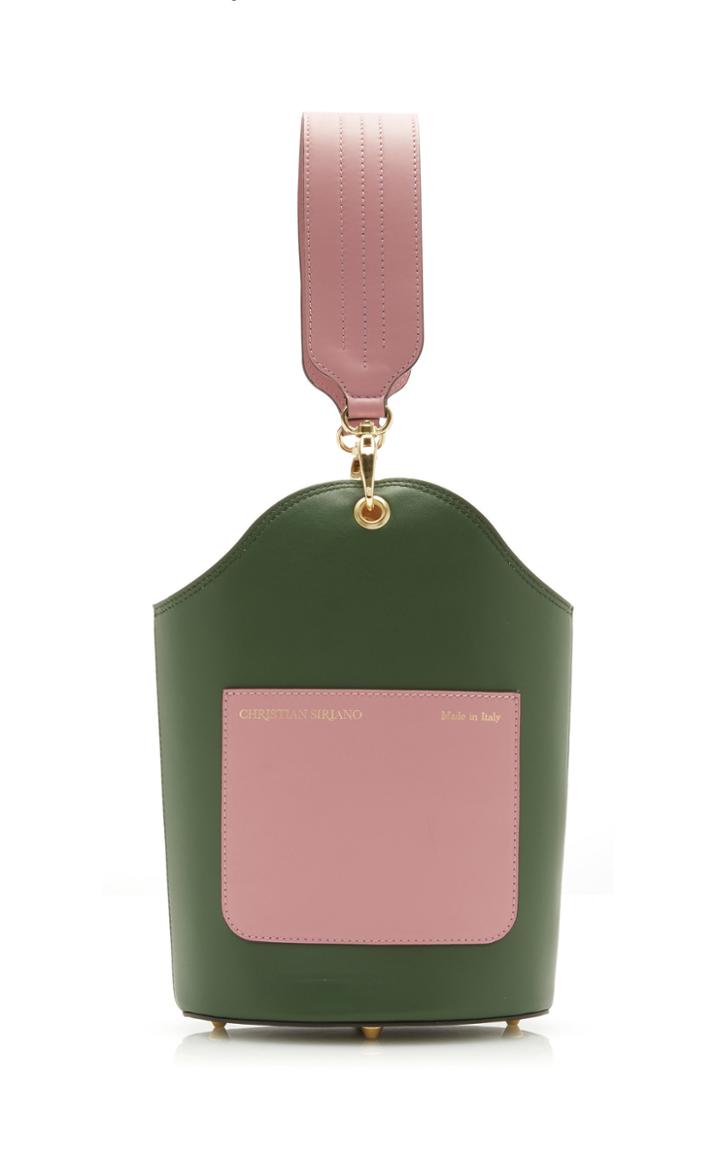 Moda Operandi Christian Siriano Top Handle Color Block Leather Bucket Bag