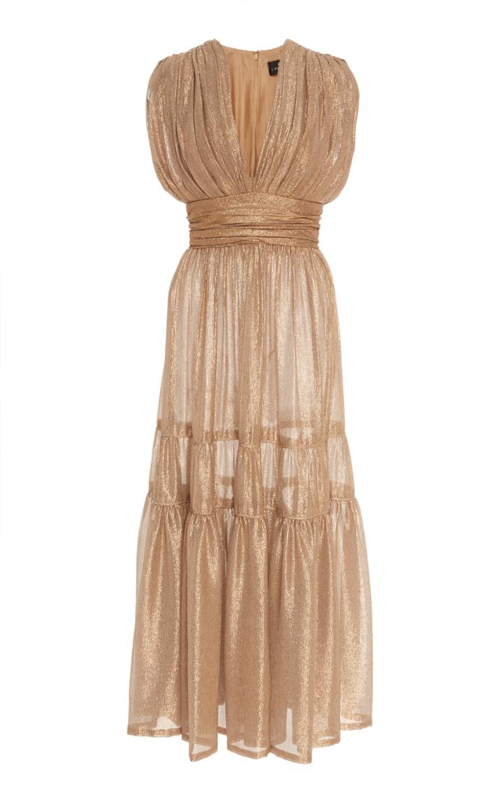 J. Mendel Metallic Silk Chiffon Cocktail Dress