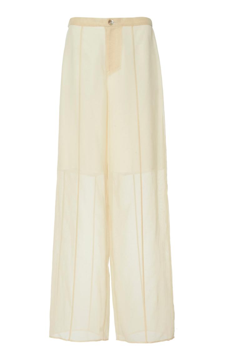 Moda Operandi Eron Jade Sheer High-rise Wide-leg Pants Size: 32