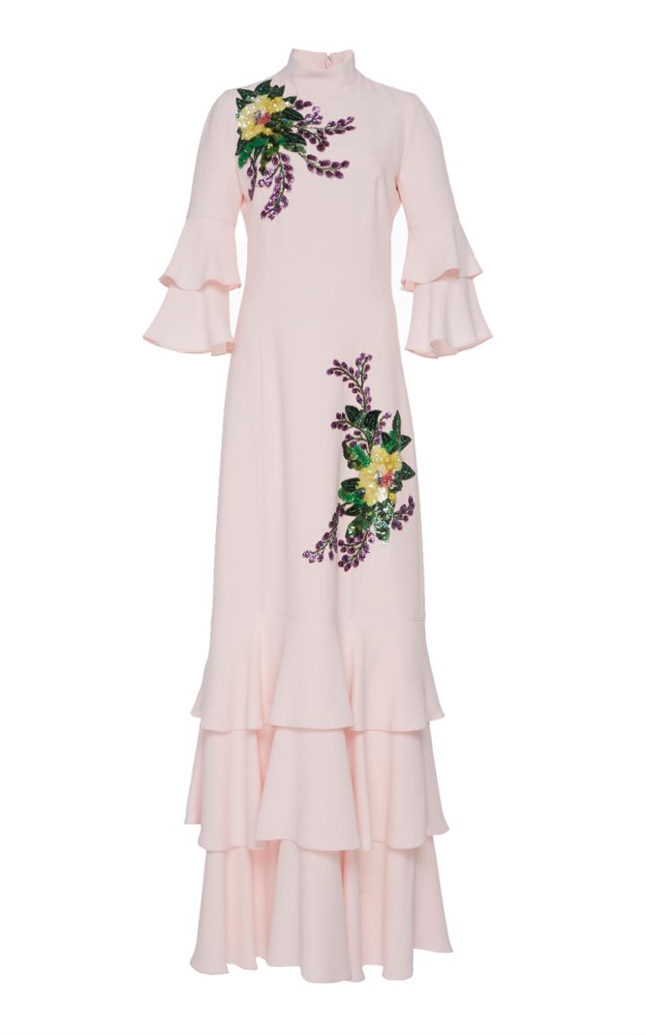 Andrew Gn High Neck Embellished Gown
