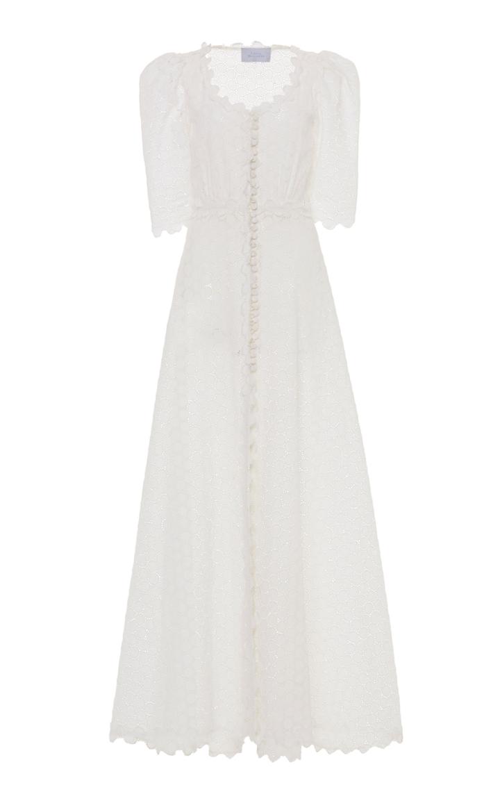 Luisa Beccaria Broderie Anglaise Linen Maxi Dress
