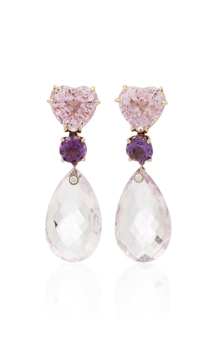 Sorab & Roshi One-of-a-kind Heart Kunzite Drop Earrings