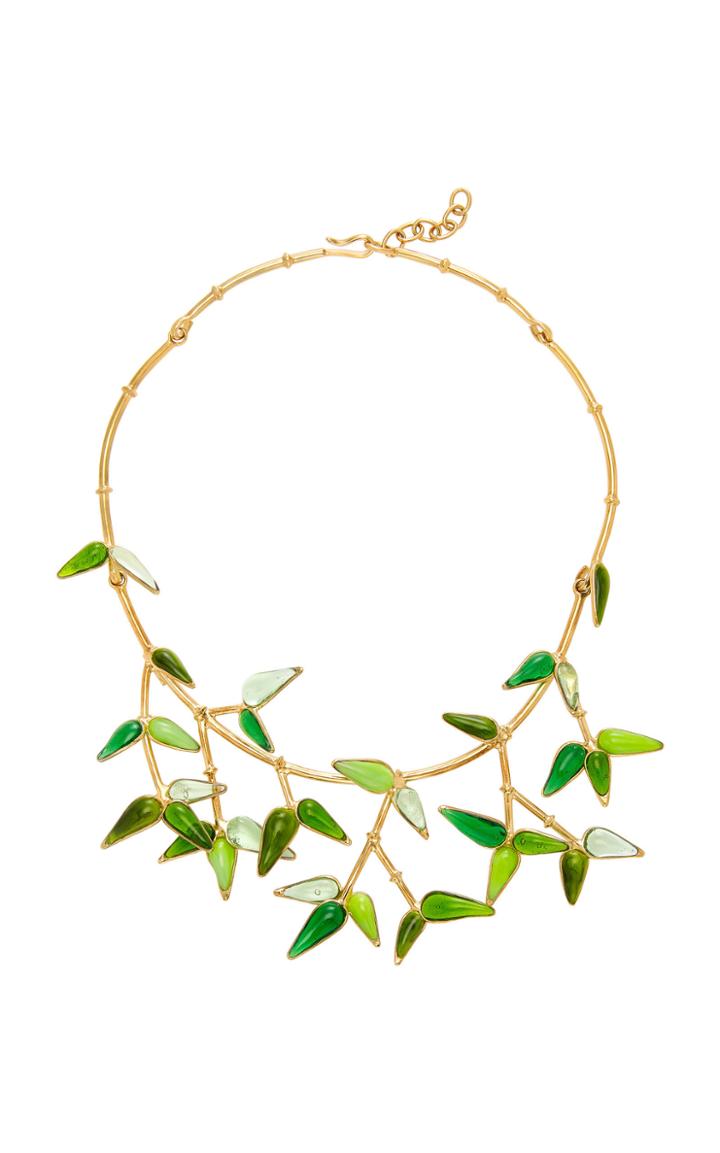 Gripoix Bamboo Short 24k Gold-plated Brass And Poured Glass Necklace