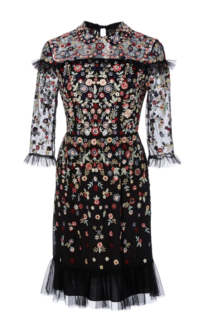 Needle & Thread Embroidered Tulle Dress