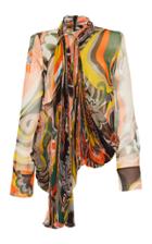 Emilio Pucci Gathered Pleated Silk Blouse