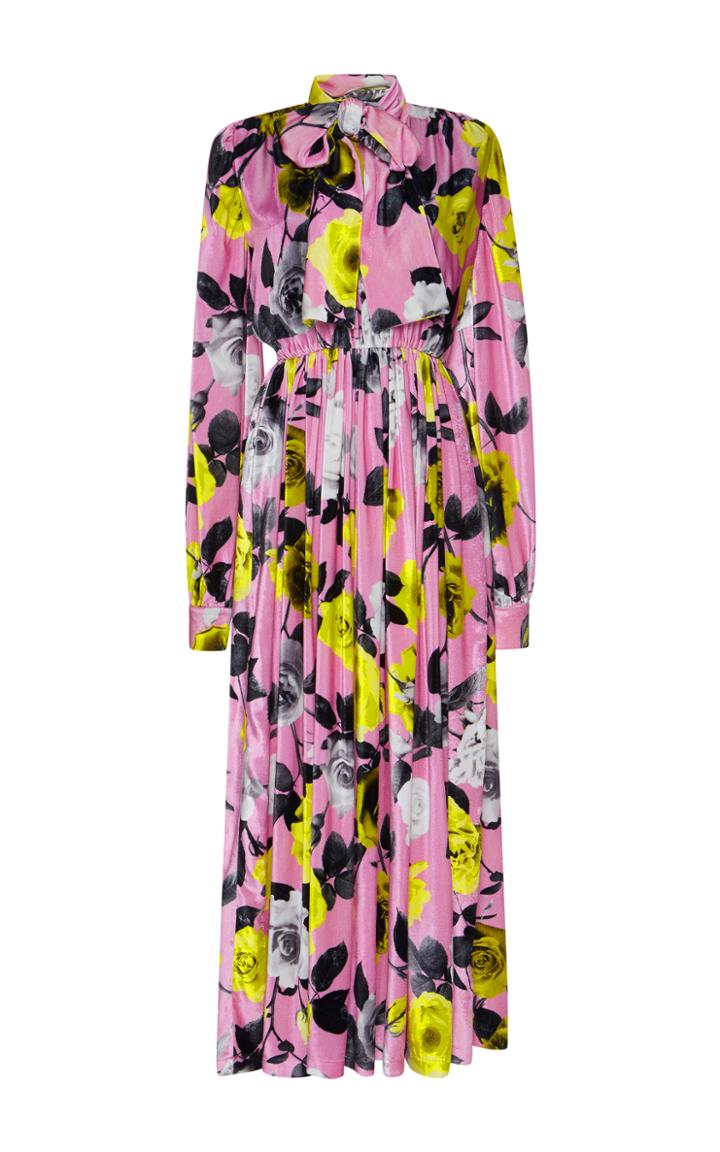 Msgm Floral Velvet Maxi Dress