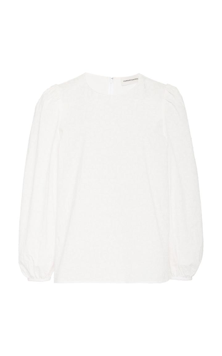 Mansur Gavriel Floral-embroidered Cotton-poplin Top