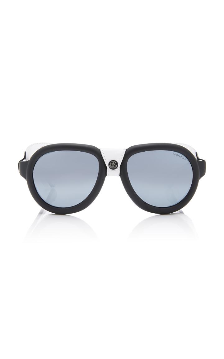 Moncler Sunglasses Acetate And Leather D-frame Sunglasses