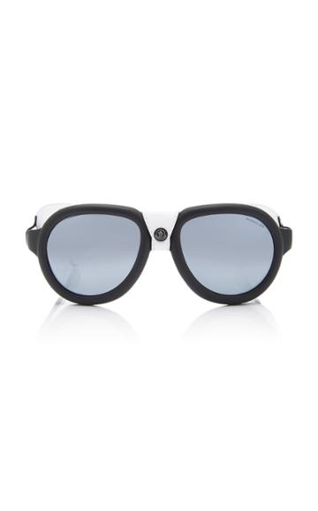 Moncler Sunglasses Acetate And Leather D-frame Sunglasses